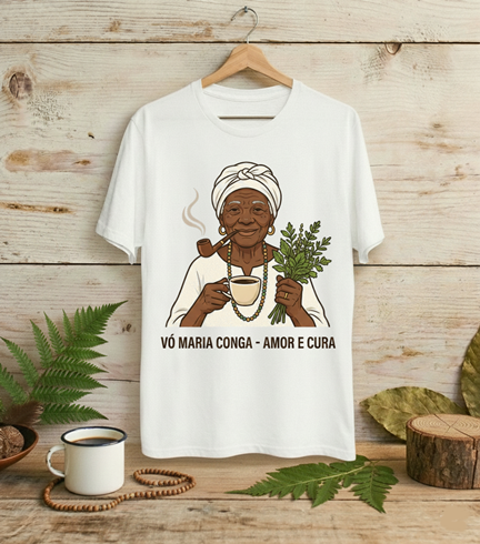 Camiseta Vó Maria Conga Linha Amor e Cura