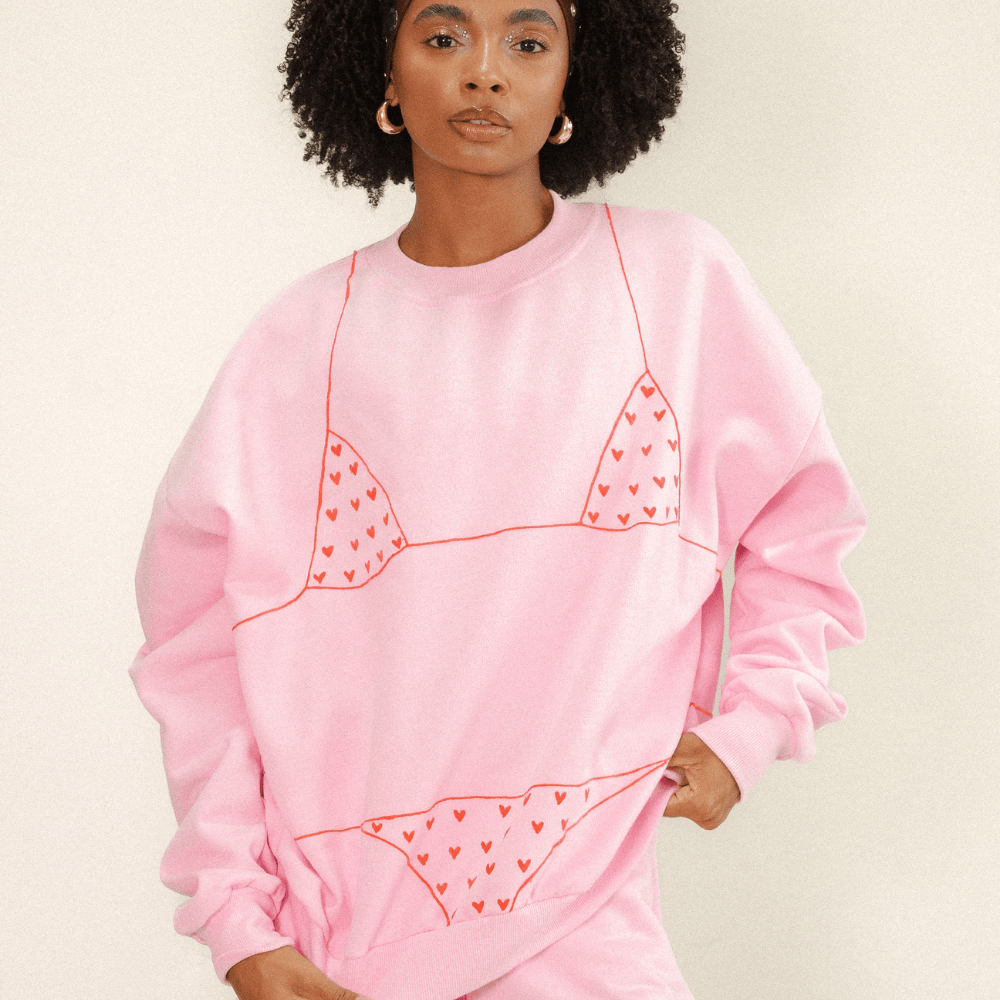 Moletom de biquini de coração rosa