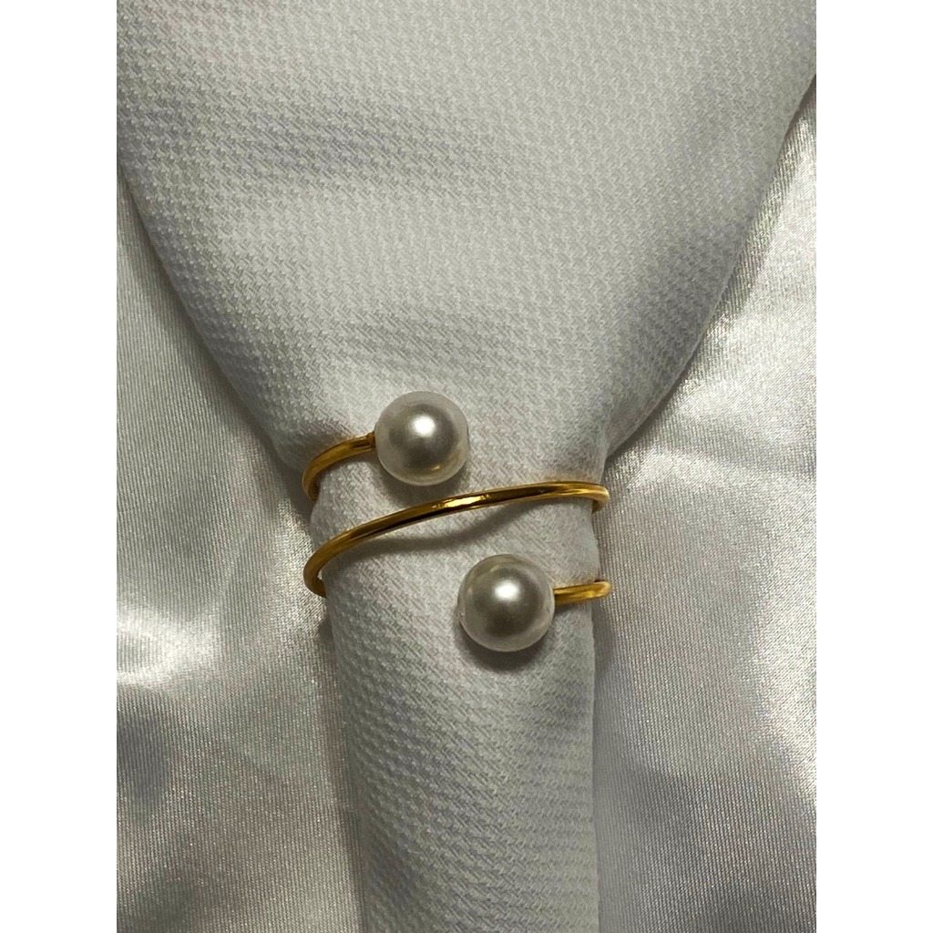 Anéis Porta Guardanapo com Pérolas Elegantes Kit 6 Peças Decora Lar