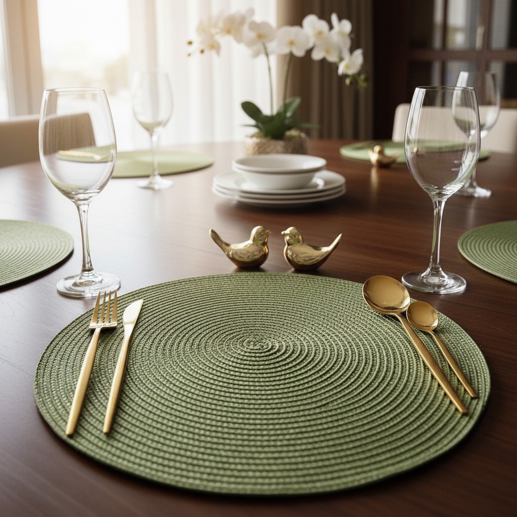 Jogo Americano Redondo 6 Peças para Mesa Posta Elegante Decora Lar