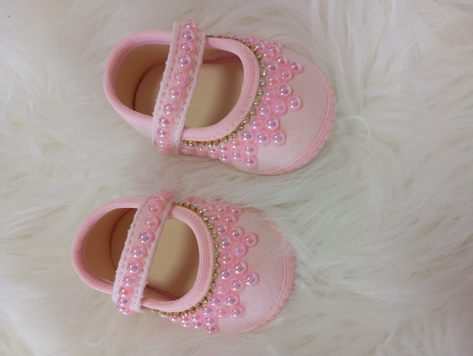 SAPATO ROSA MENINA PERSONALIZADO PEROLAS