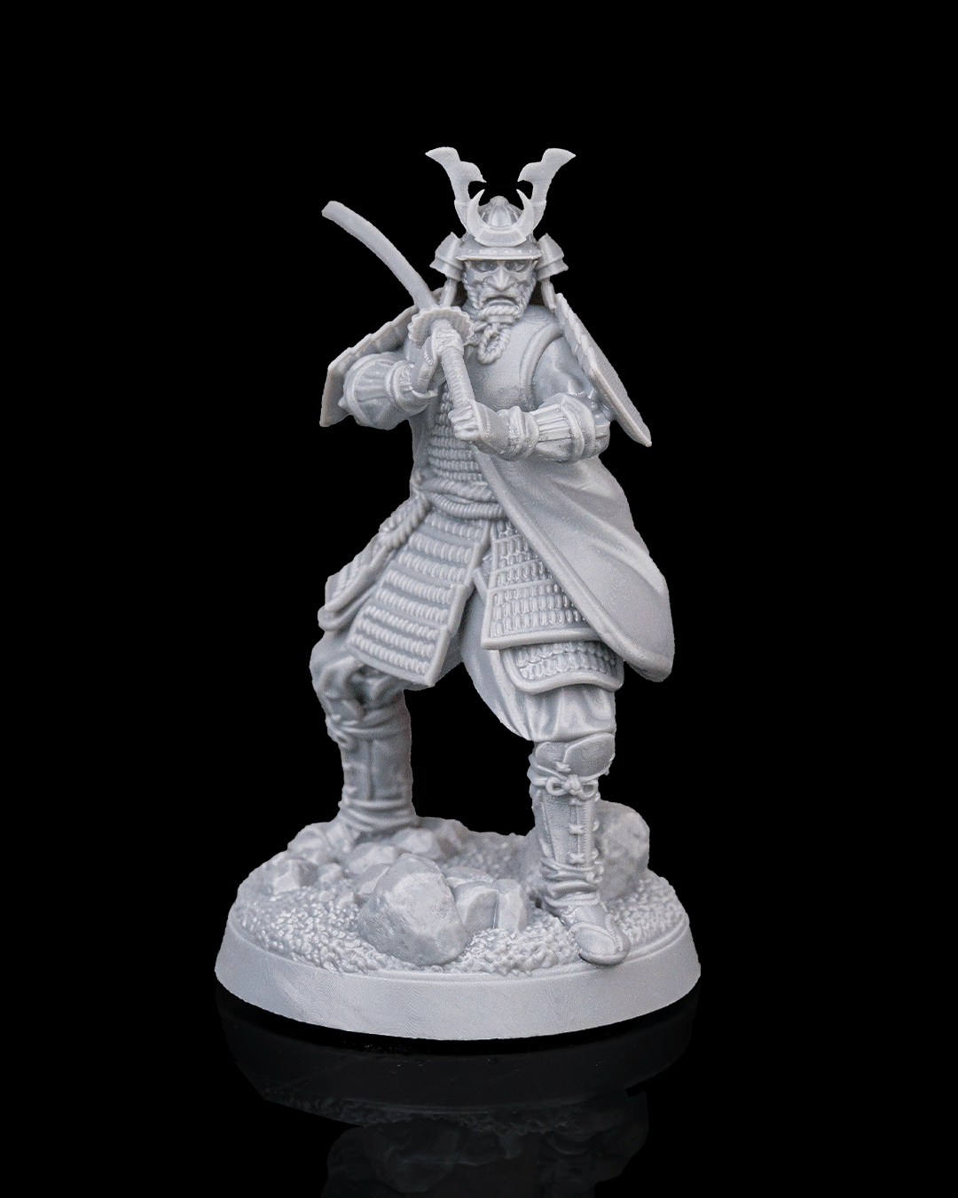 Samurai Veterano com Katana - Miniatura RPG em Resina de Alta Definição