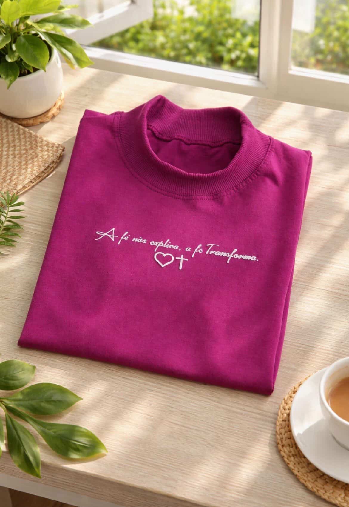 GOLA ALTA-FUCHSIA-A FÉ NÃO ESPLICA, A FE TRANSFORMA.