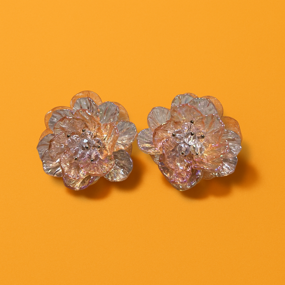 Brinco Miçanga e Resina Flor