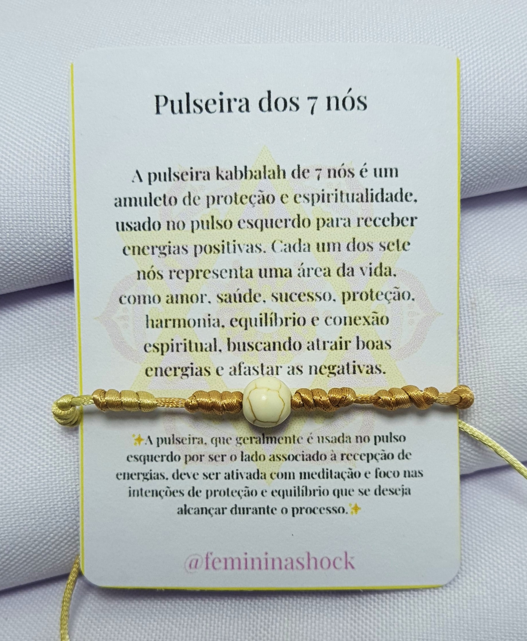 Pulseira de pedra natural kabbalah 7 nós