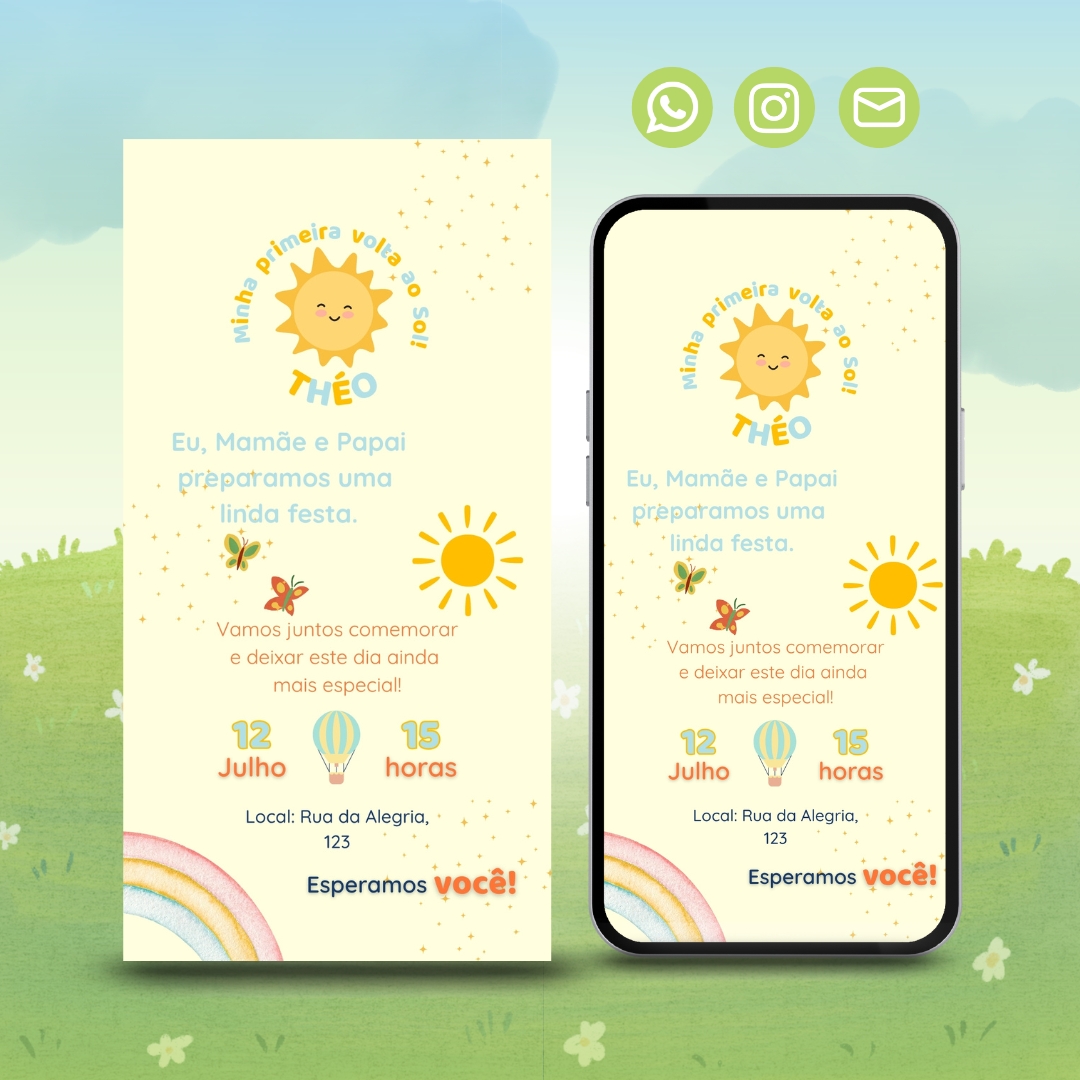 Convite Minha Primeira Volta ao Sol - Digital