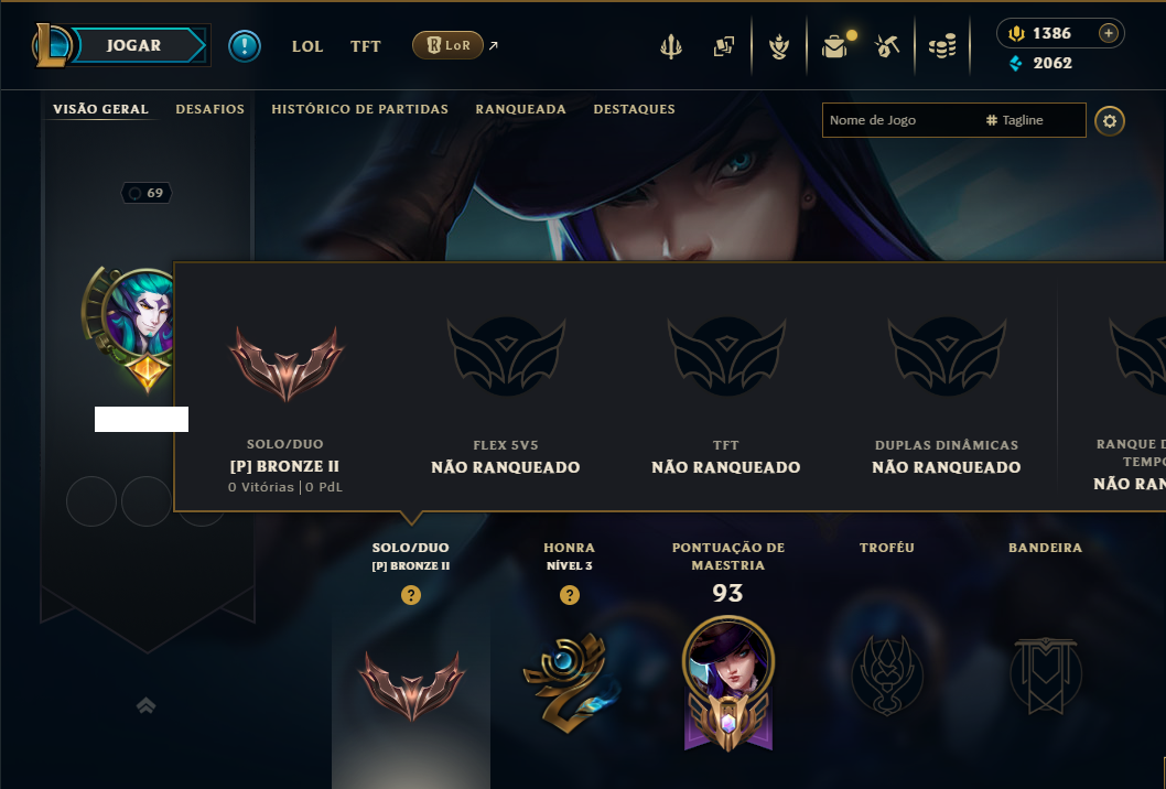 Bronze 2 com 55 Champs e 35 Skins ( MAIN ADC )