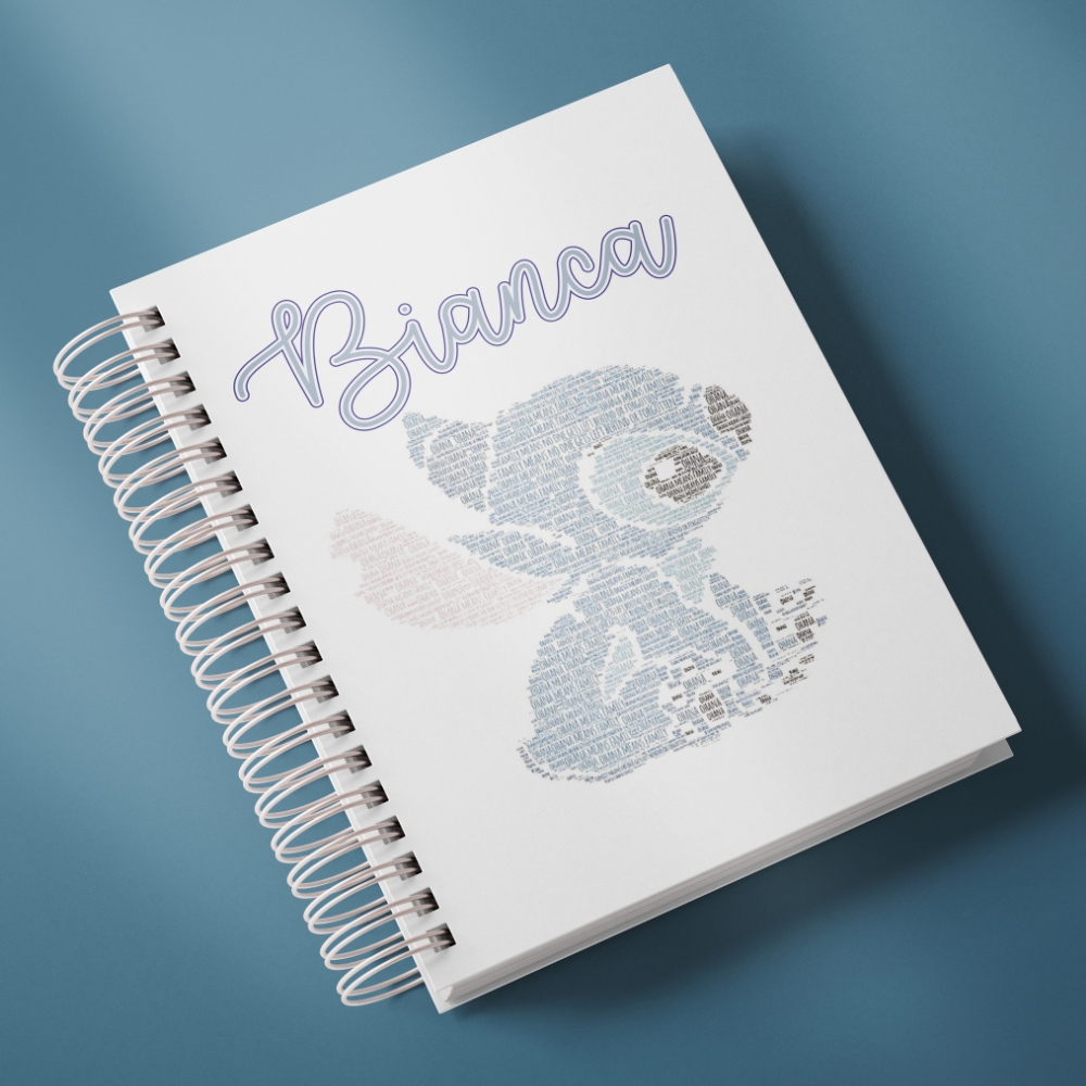 Stitch  Ohana Means Family  - Caderno personalizado