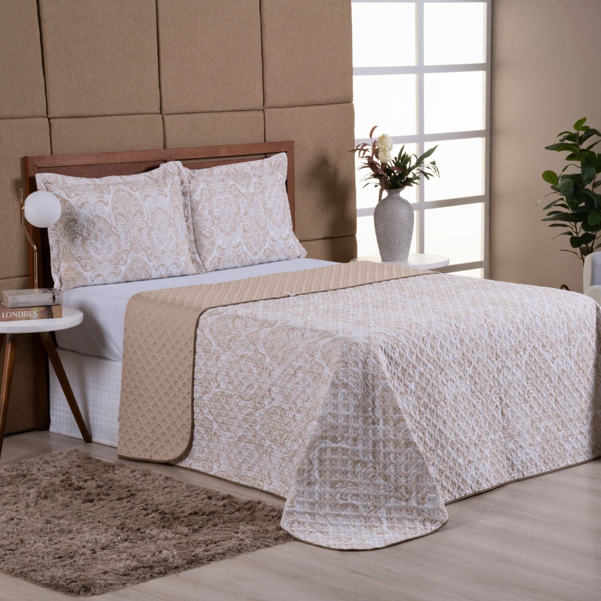 Cobre leito King Dupla Face 3 peças Matelado Estampado Coleção Brisa