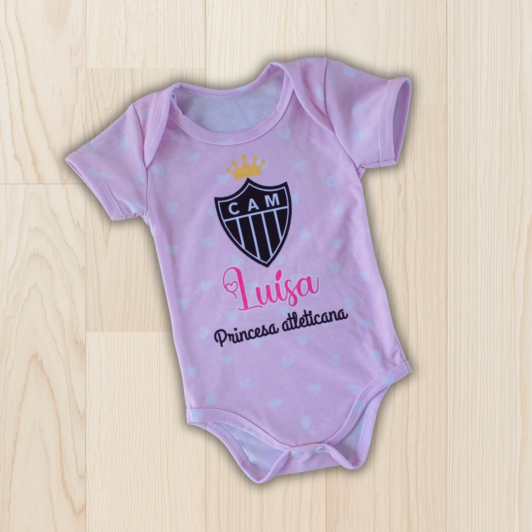 Body de bebê - Atlético Mineiro - Princesa Atleticana - Personalizado com nome