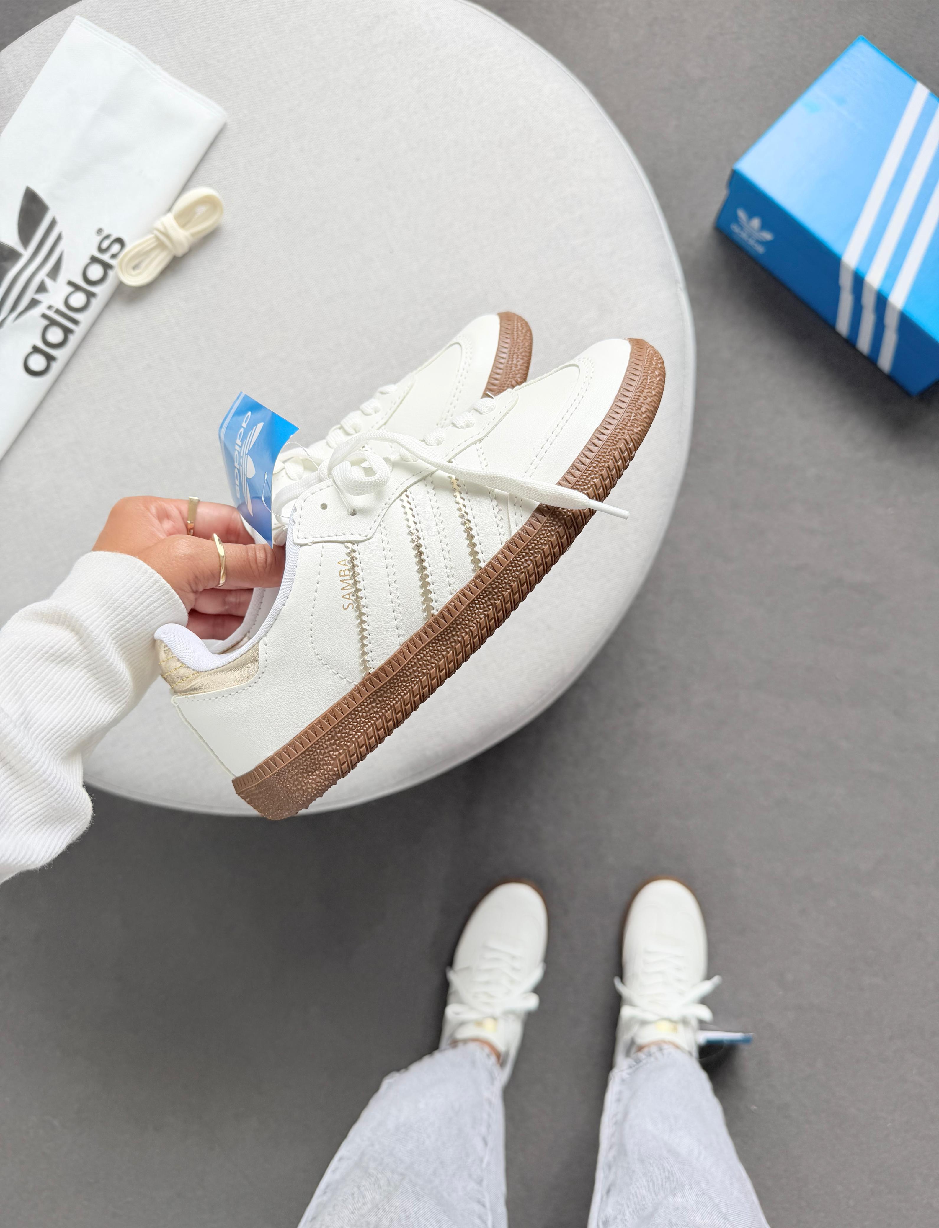 Adidas Samba Branco Ouro