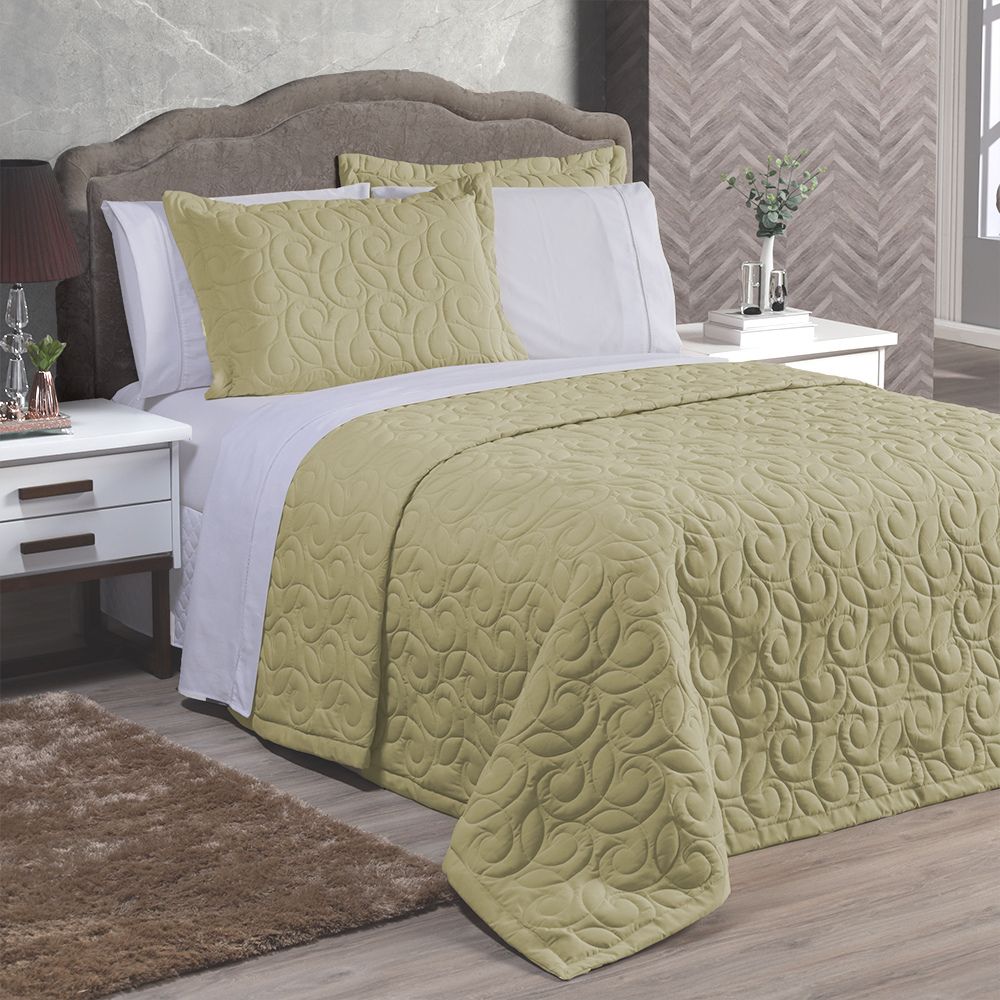 Cobre Leito 03 Peças Queen 200 Fios Matelado com Linha Coleção Tifany