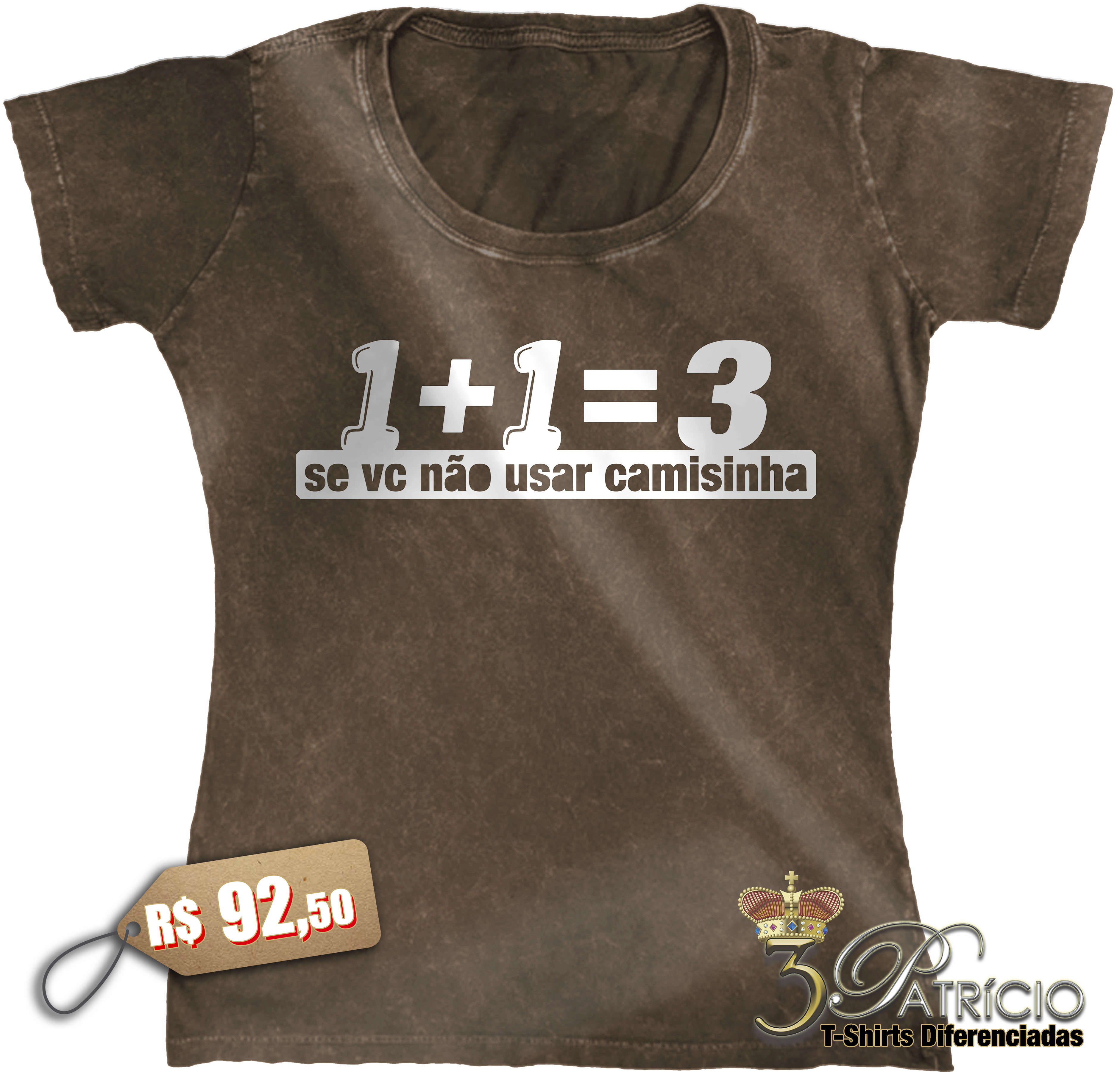 Baby Look 1+1=3 em 100% Algodão Premium Marmorizado