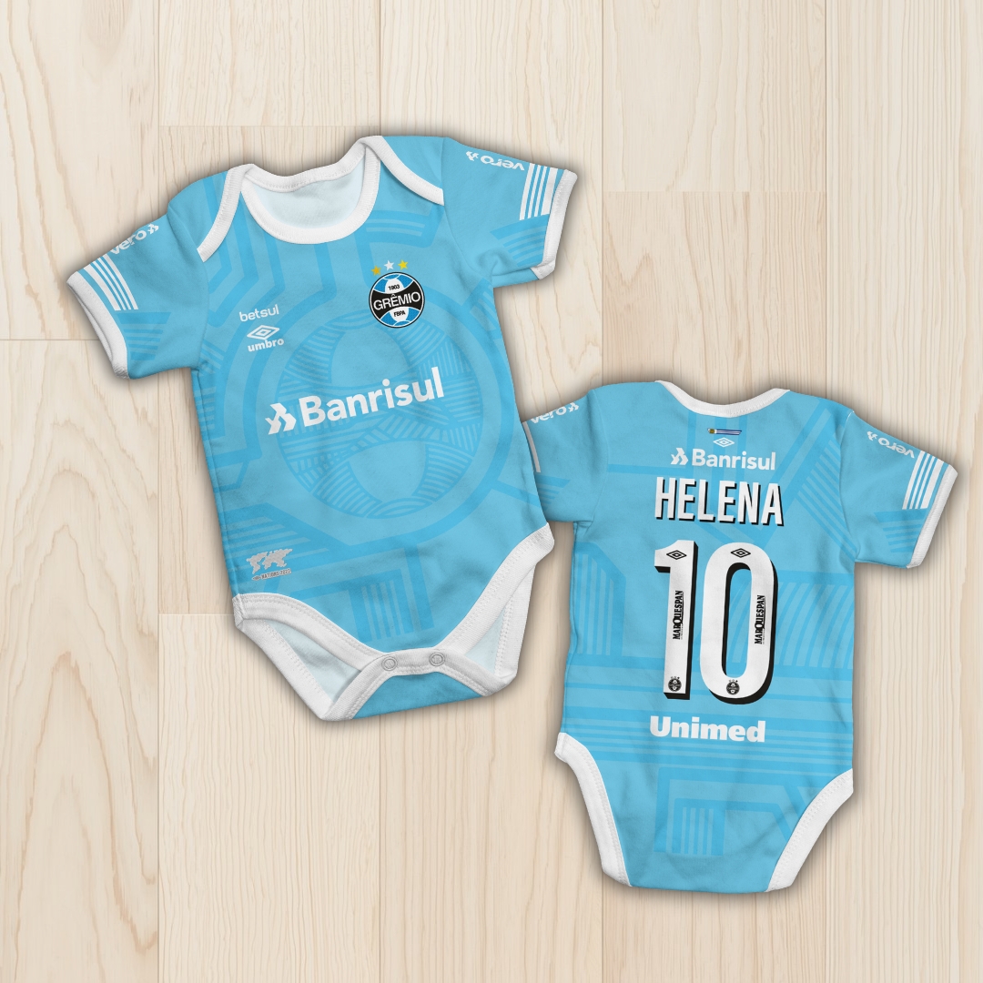 Body de bebê - Grêmio - La Celeste - Personalizado com nome e número
