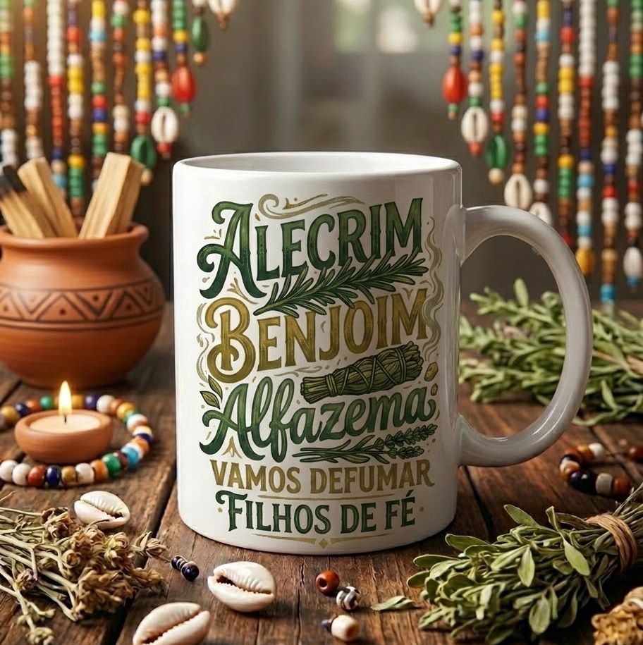 Caneca Vamos Defumar Filhos de Fé - Cerâmica Premium