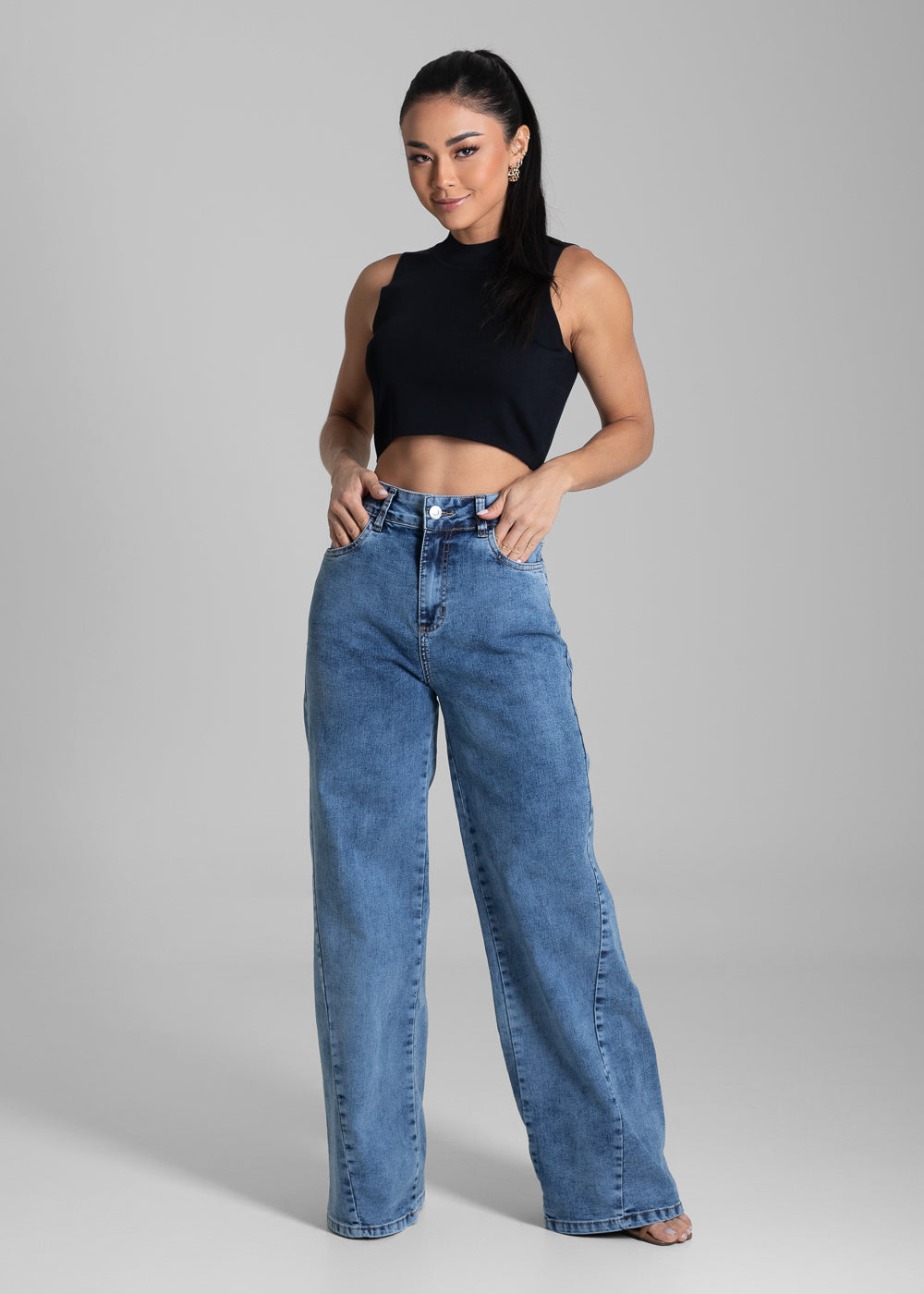 Calça Jeans Sawary Wide Leg Cintura Alta 281721