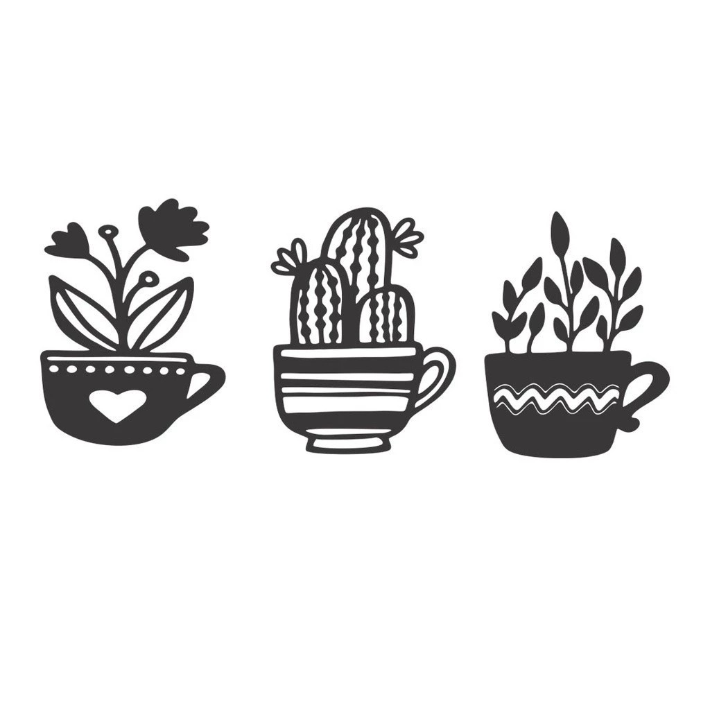 Kits 10 25 50 Un. Decoracao de Parede Cactos Xícaras MDF