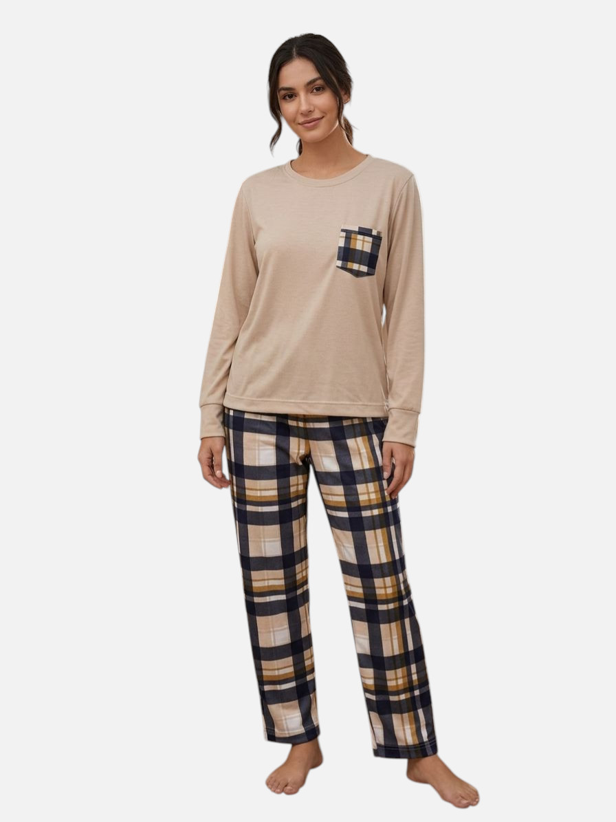 Pijama longo blusa malha pv e calça 100% algodão