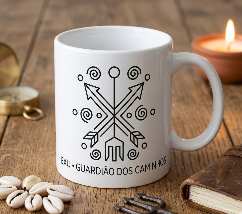 Caneca Exu Guardião dos Caminhos - Cerâmica Premium AAA