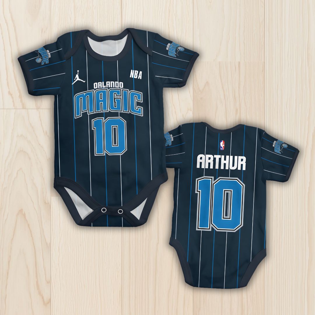 Body de bebê - NBA - Orlando Magic -Preto - Personalizado com nome e número