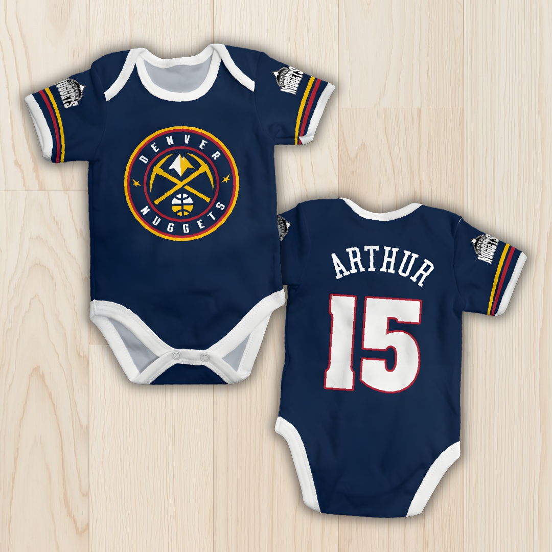 Body de bebê - NBA - Denver Nuggets - Azul - Personalizado com nome  e número