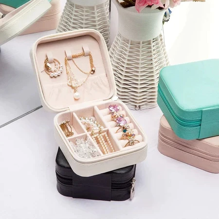 Porta Jóias Portátil | Mini Maleta Estojo Organizador Brincos Bijuterias Colares Anéis