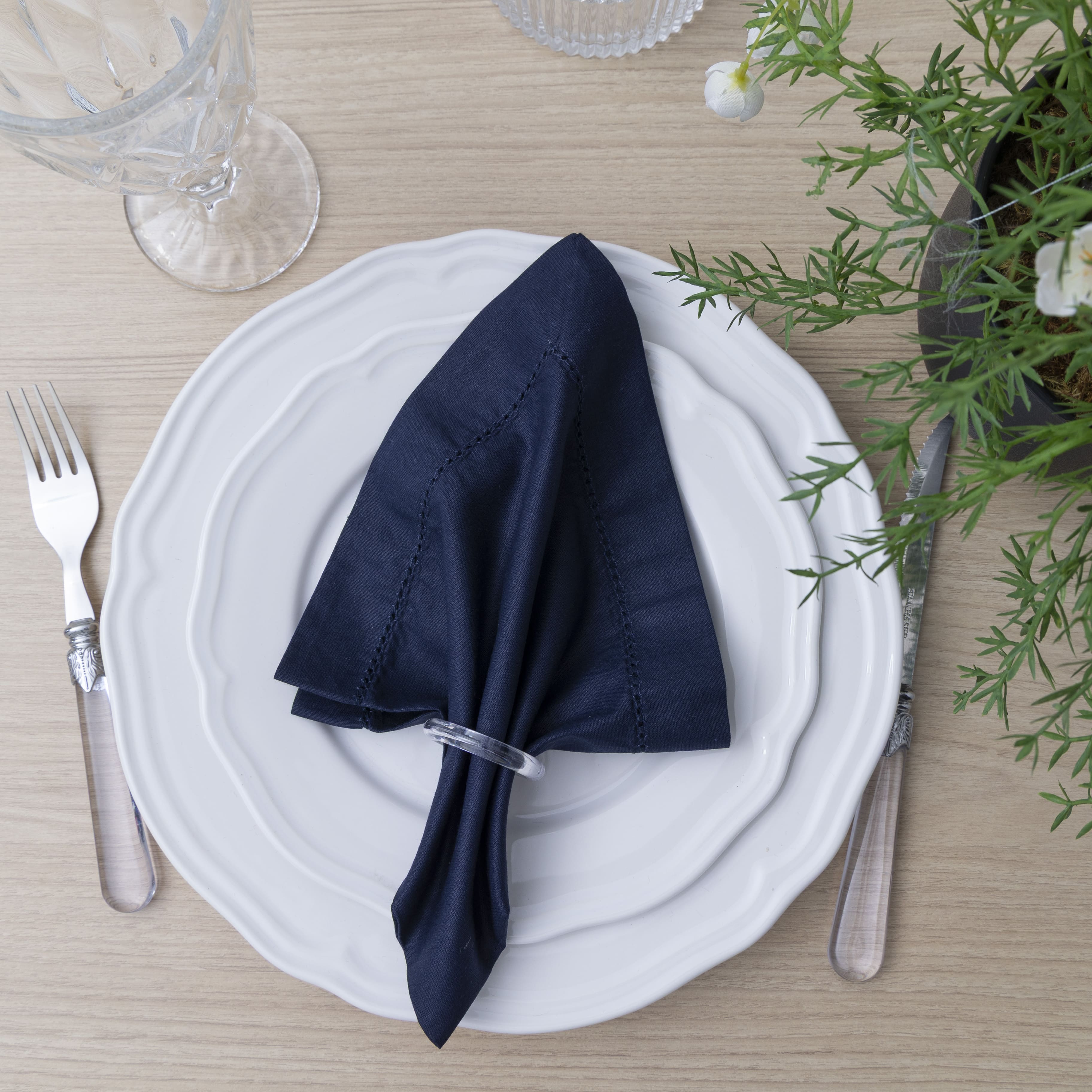 Guardanapos de Tecido 100% Algodão Ponto Ajour 4 Peças