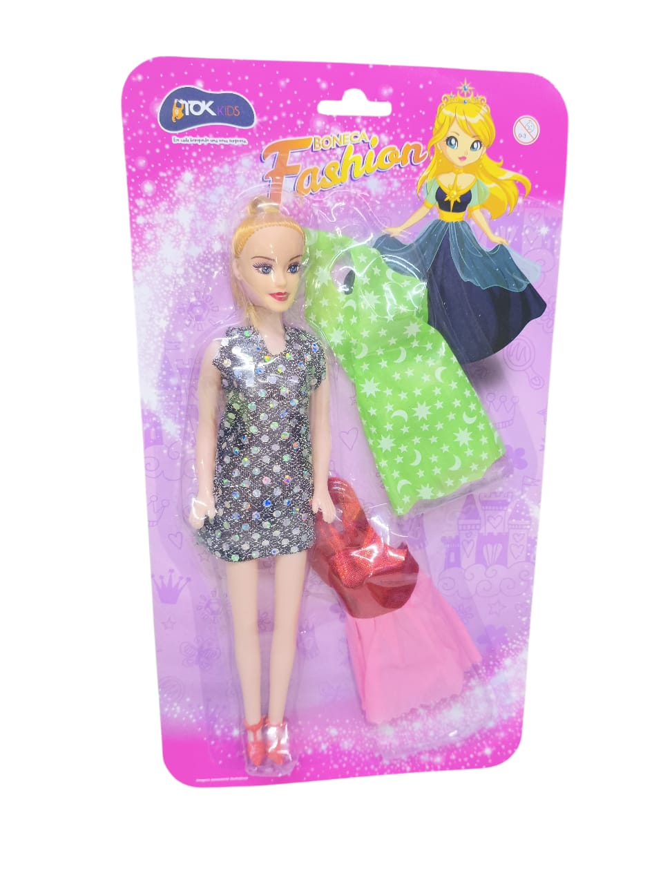 Boneca Fashion Brilho e Estilo   Kit com 3 Trocas de Roupa