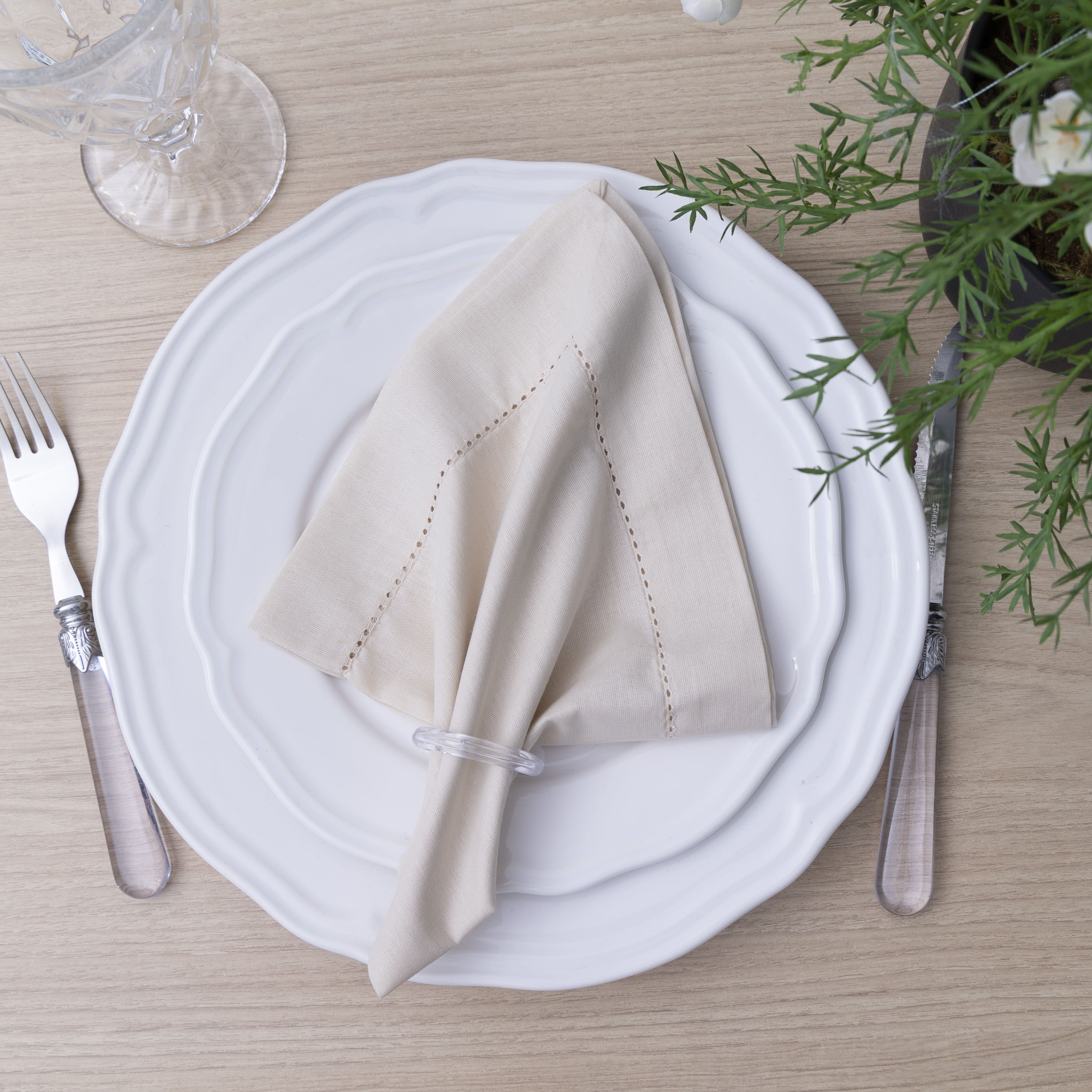 Guardanapos de Tecido 100% Algodão Ponto Ajour 6 Peças