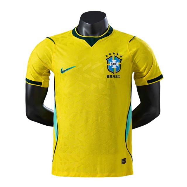Camisa Brasil I 2026 Copa do Mundo Masculino Jogador - Amarelo