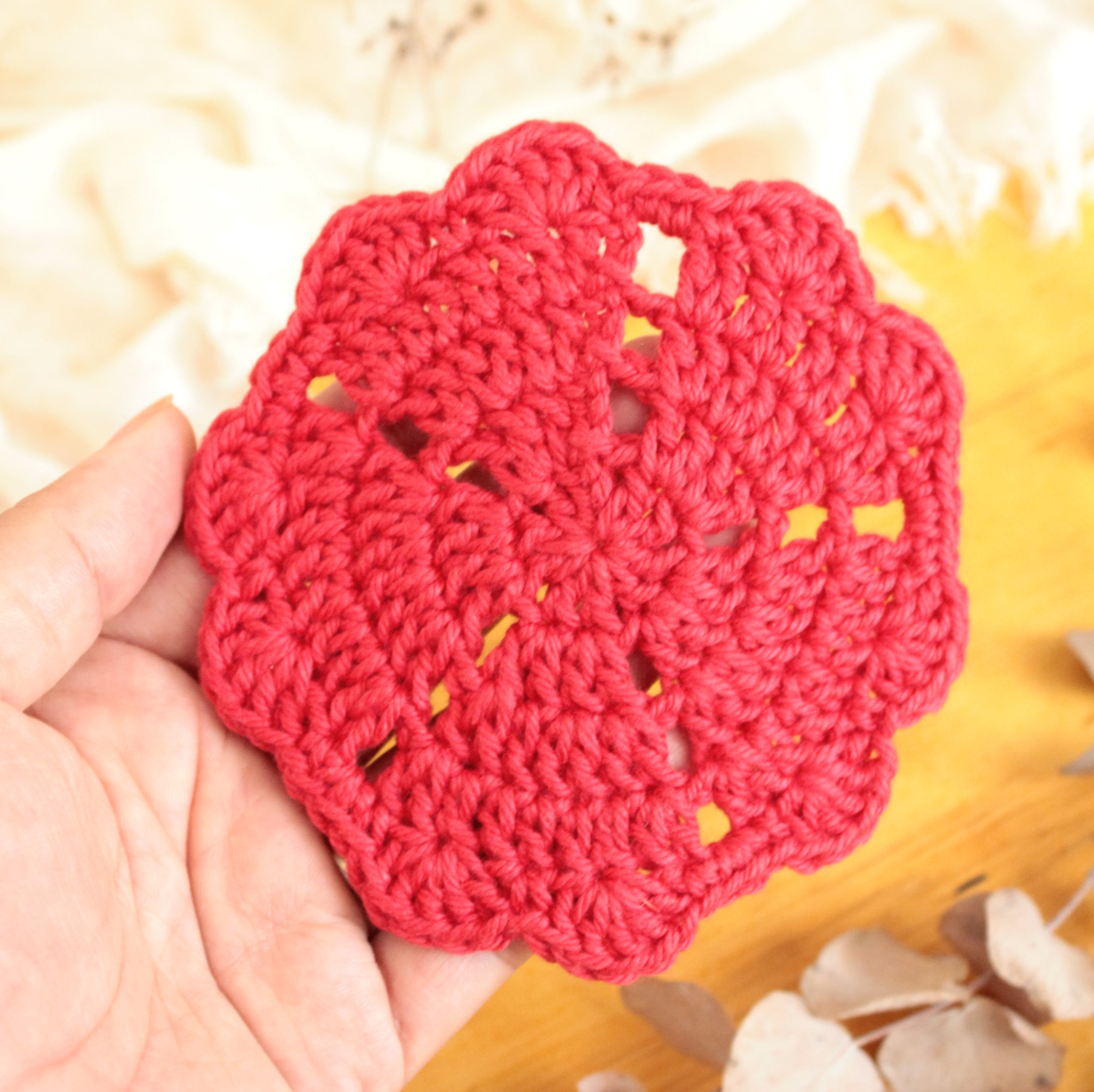 Porta Copos Crochê - Cinco Corações