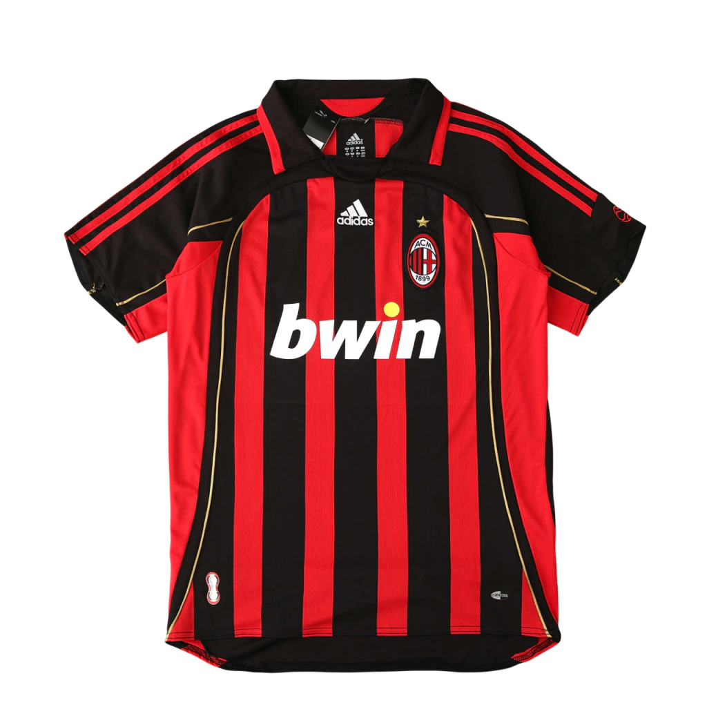 Camisa Milan Retrô Titular Home I 06/07 Torcedor Adidas Masculina - Preto e Vermelha