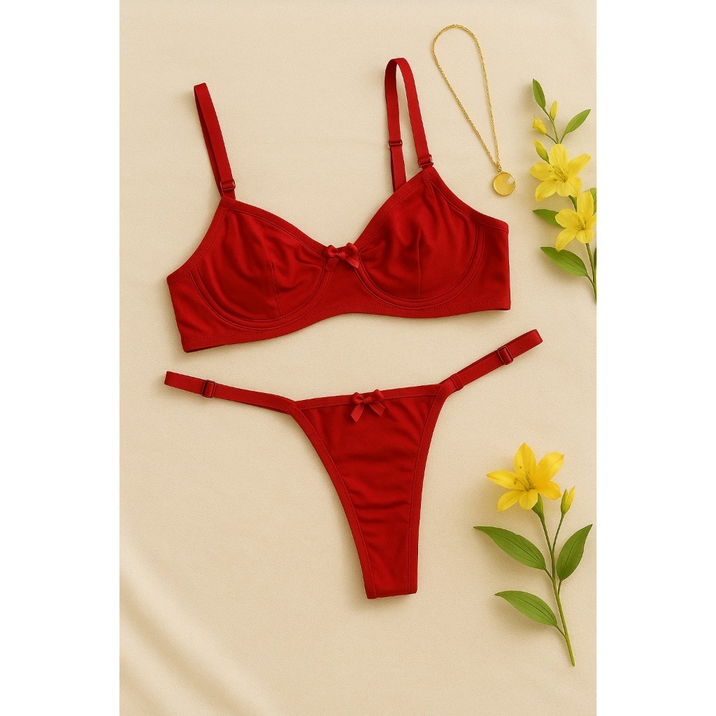 Conjunto Lingerie Feminino Sensual Micro fibra Sutiã Sem Bojo C/ Aro Calcinha Regulável Tendência Blogueiras