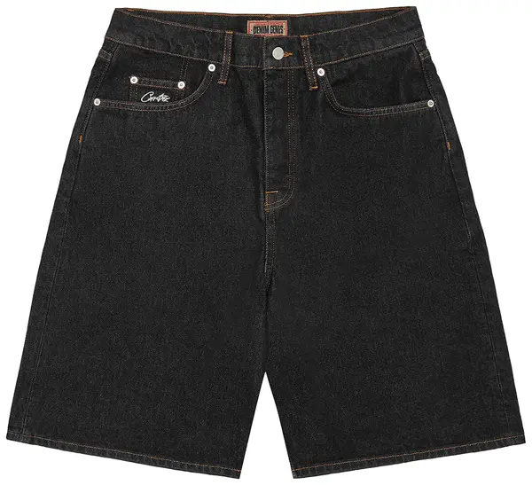 Corteiz Crest Chainstitch Denim Short 'Washed Black'