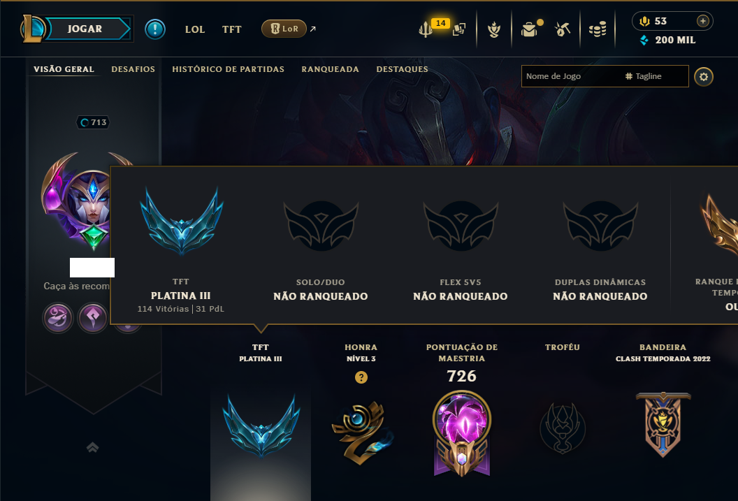 Unranked com TODOS os Champs e 255 Skins ( ADC / SUP / JG ) - ( Nivel 713 )