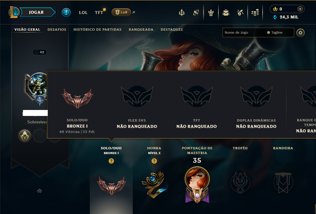Bronze 1 com 80 Champs e 4 Skins