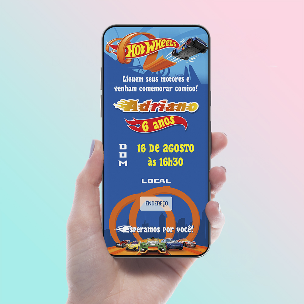 Convite Digital Hot Wheels Clássico - Tela Cheia JPG