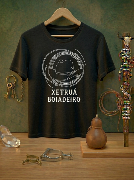 Camiseta Boiadeiro Xetruá Preta - Algodão 100% Premium