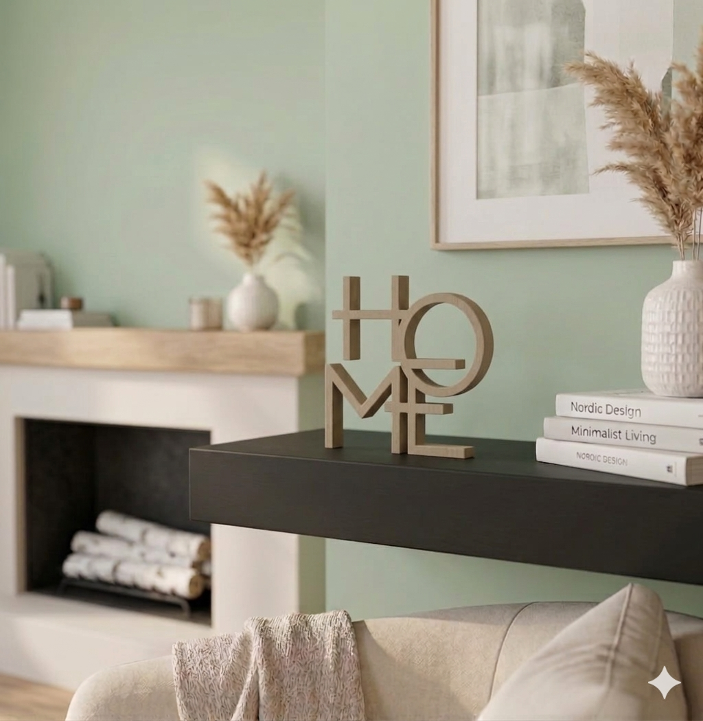 Escultura decorativa HOME em PLA - Letreiro minimalista para Sala - 3 opções de cores