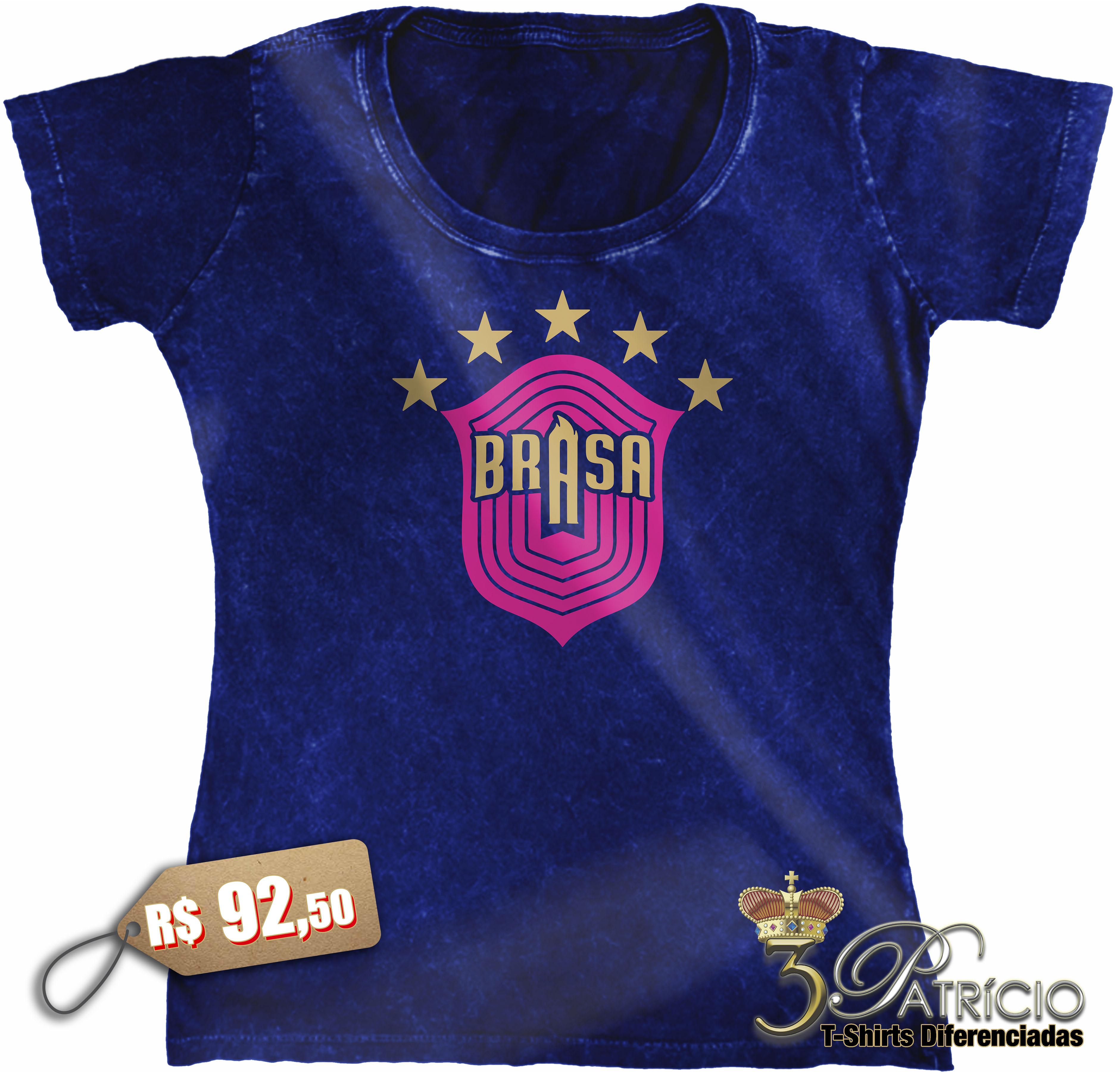 Baby Look Brasa em 100% Algodão Premium Marmorizado
