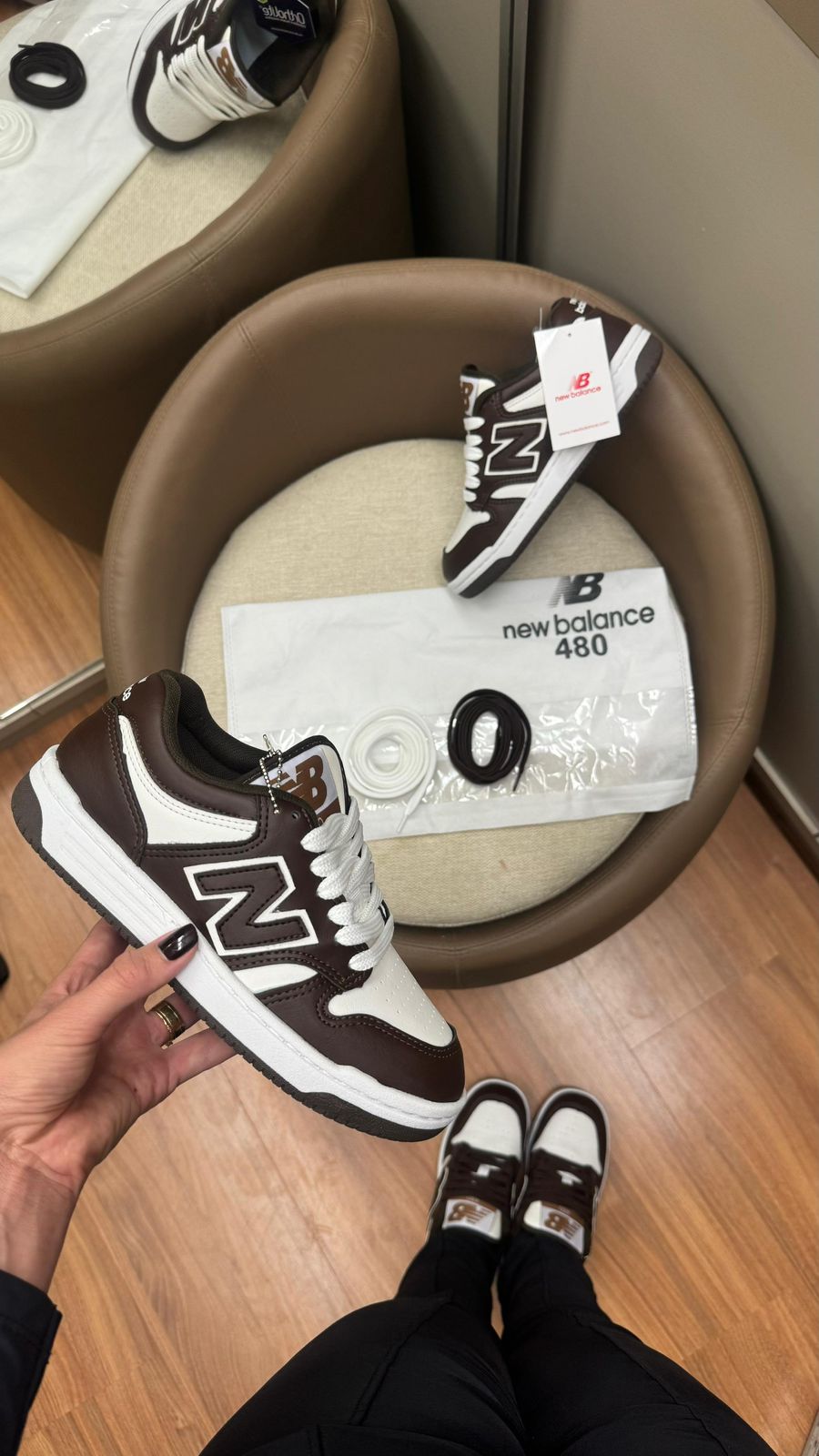 New Balance 480 Marrom/Branco