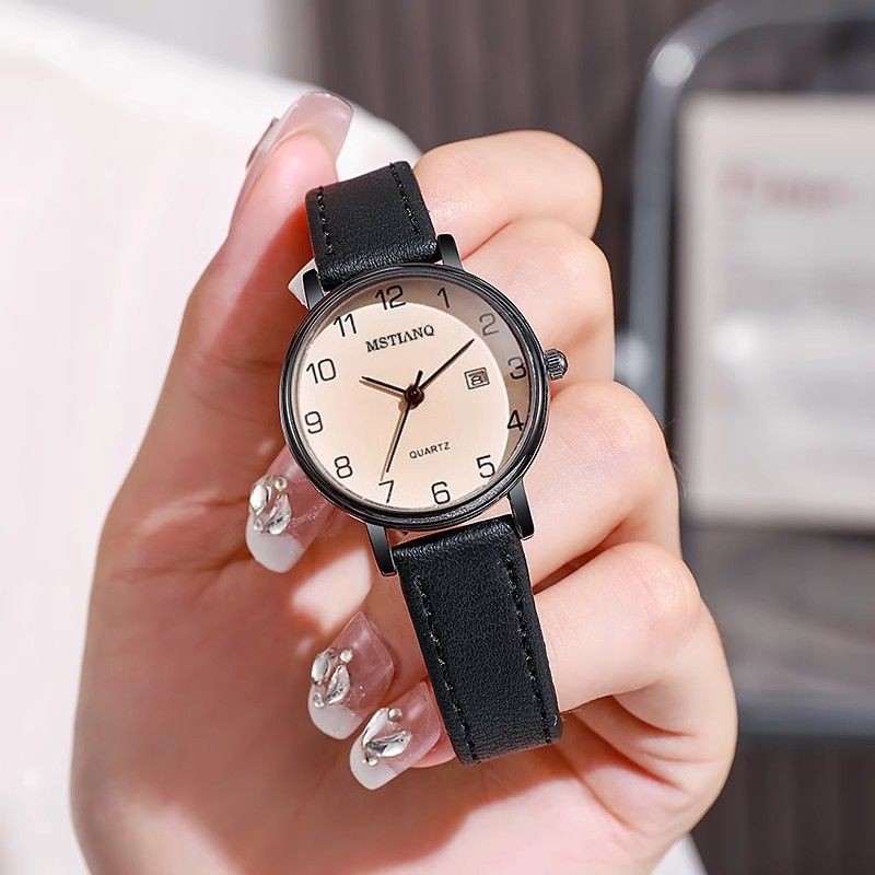Relógio Feminino Luxo Pulseira Couro Design Elegante Resistente Água