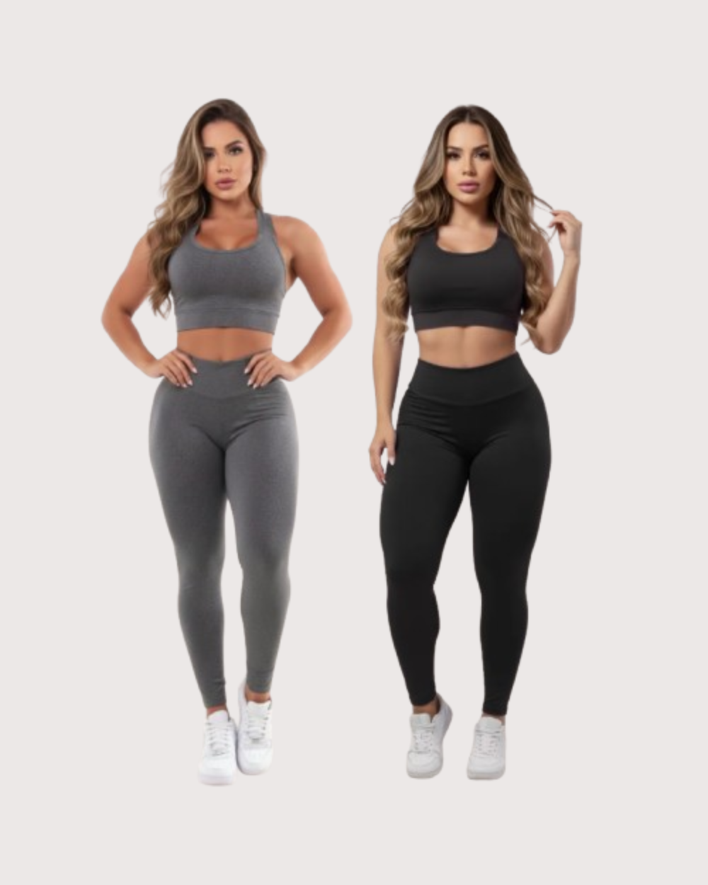 KIT 2 CONJUNTOS CALÇA LEGGING E CROPPED