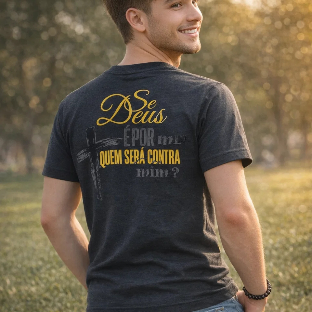 Camiseta Se Deus é Por Mim |Preta| Coleção Declare e Profetize