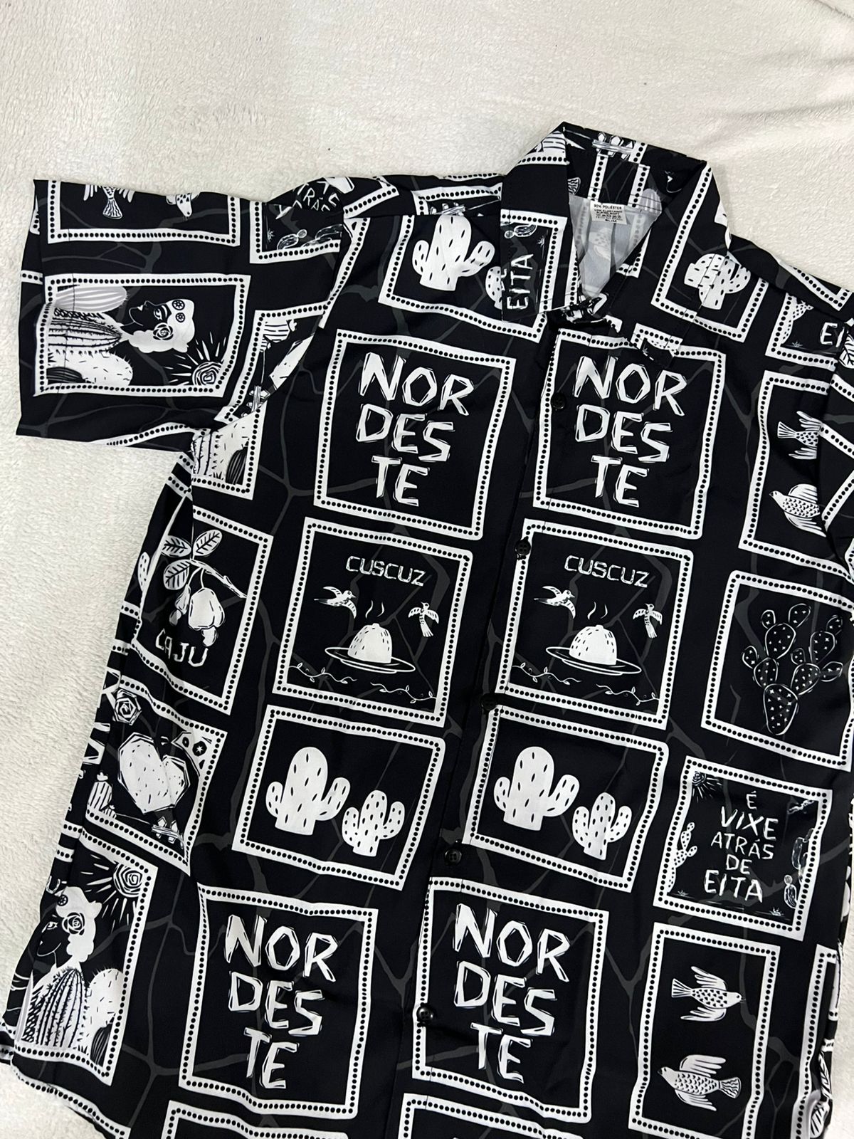 Camisaria Botão Meu Nordeste Block - unissex