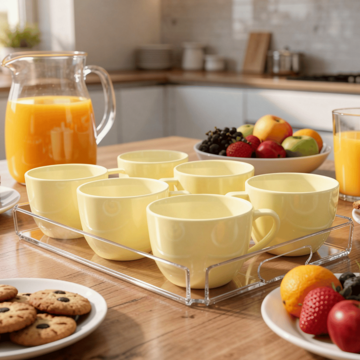 Jogo 6 Xicaras Café Chá Porcelana Com Bandeja Acrílico Cantinho Do Café 170ml