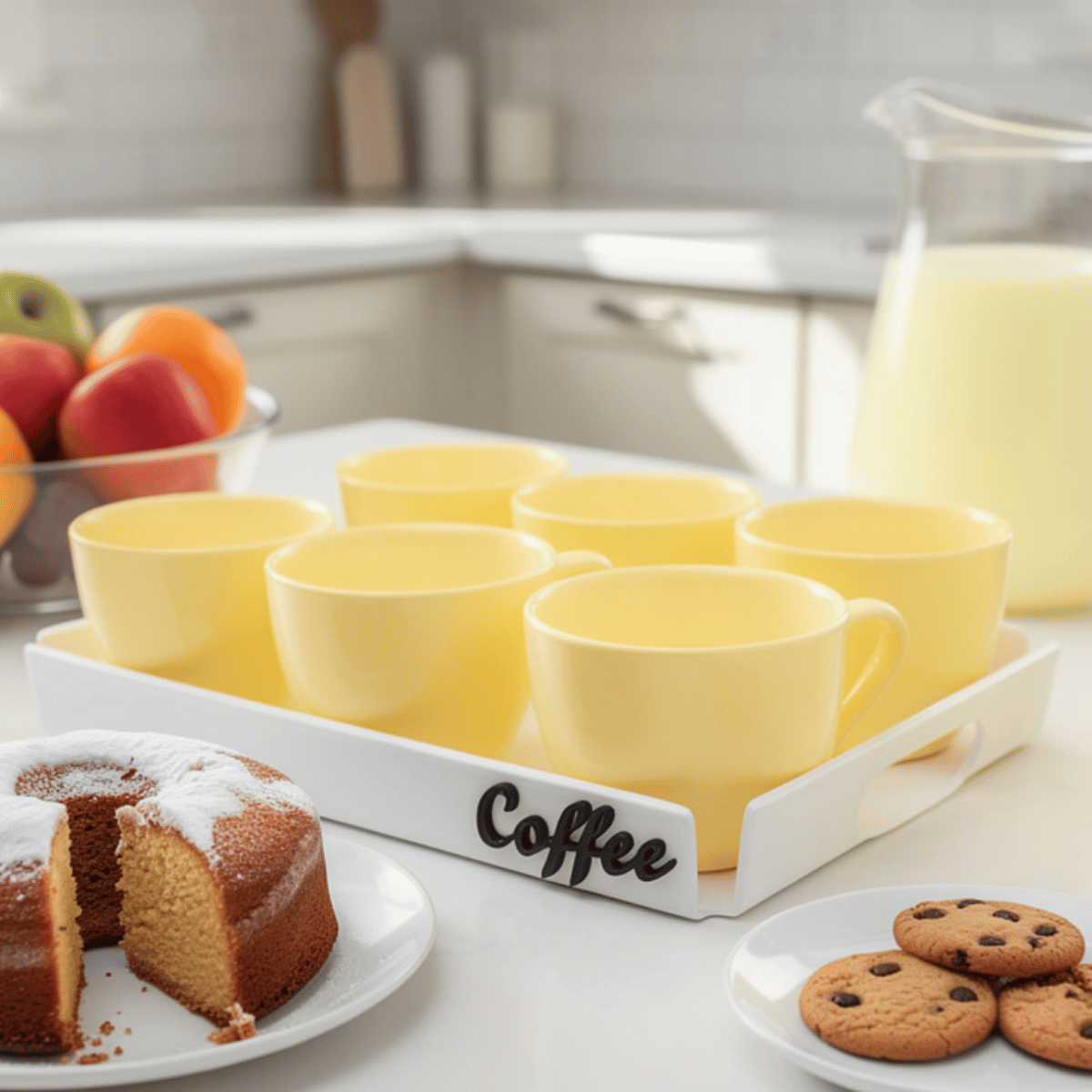 Jogo de Xícaras para Café com Bandeja   Conjunto Moderno para Cantinho do Café