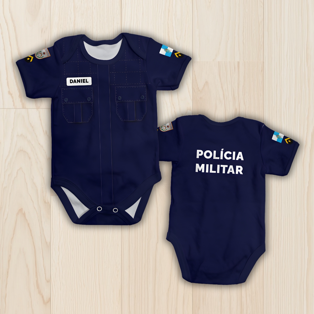 Body de bebê - Polícia Militar do Rio de Janeiro- Personalizado com nome