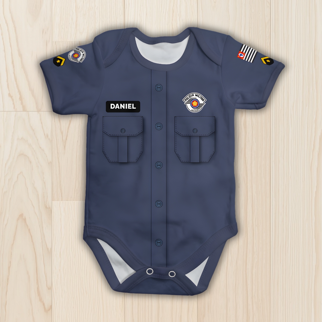 Body de bebê - Polícia Militar de São Paulo- Personalizado com nome