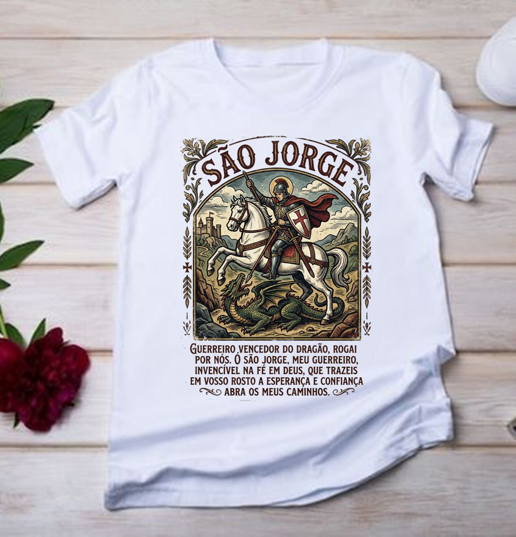 Camiseta São Jorge Santo Guerreiro com Oração